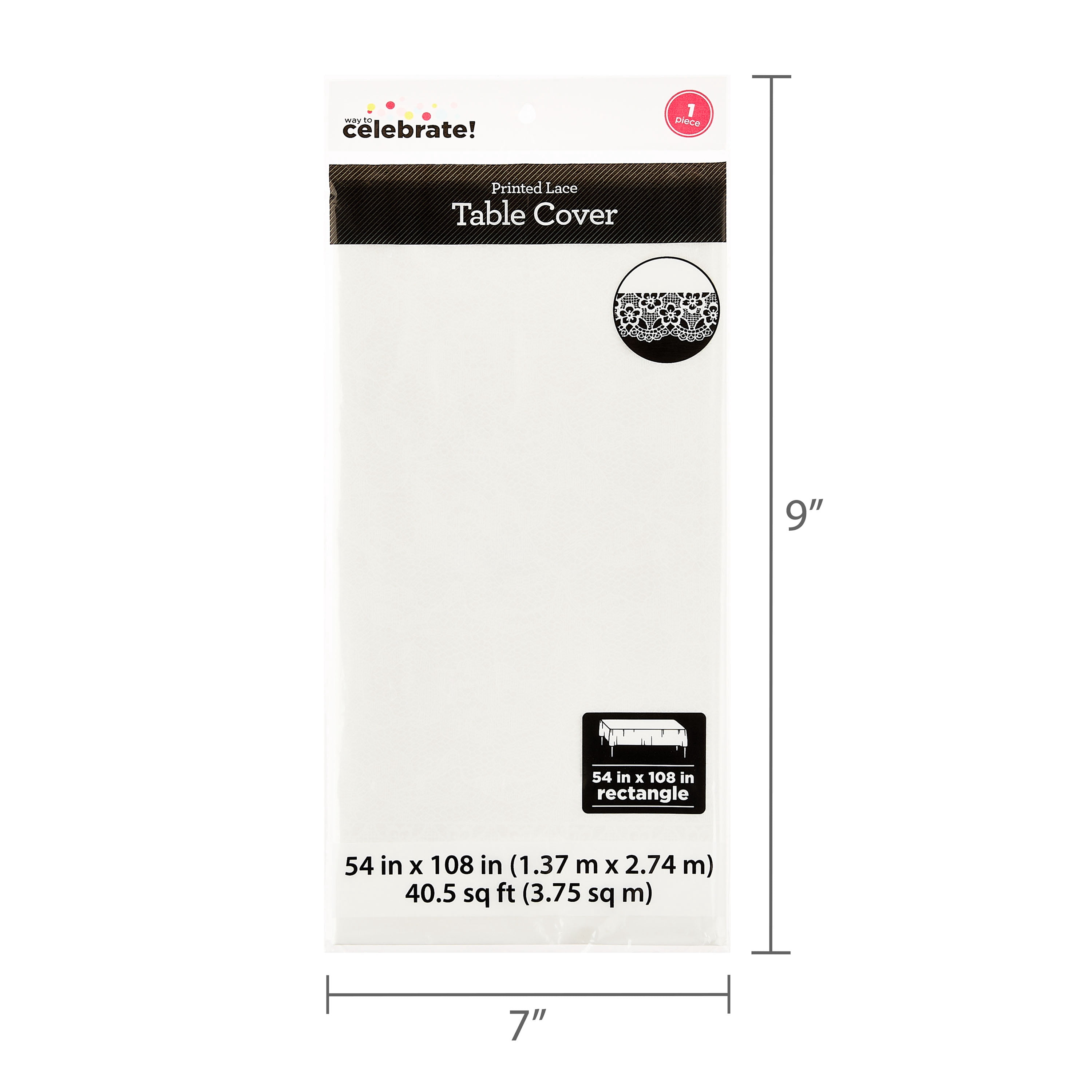 (4 pack) Rectangular 54" x 108" White Printed Lace Plastic Table Cover, by Way To Celebrate
