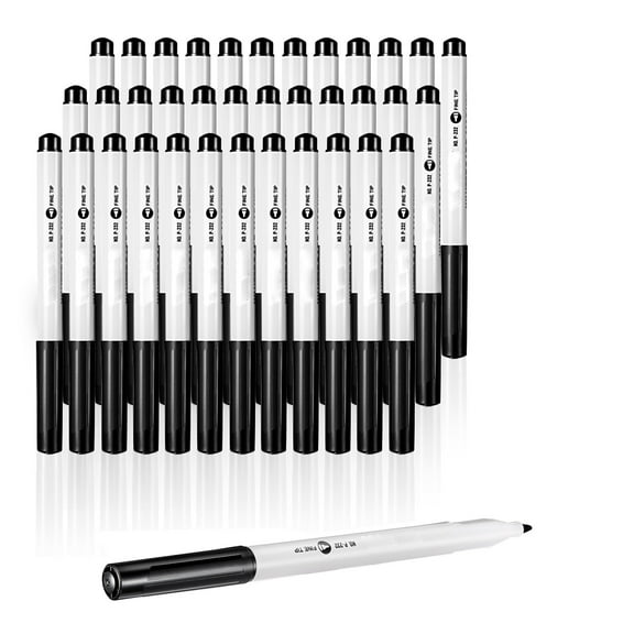 KFFKFF Black Wipe-Off Markers, Set of 36, Mild-Scented Board Markers, Precision Tip Board Markers, Simple to Erase Marker Set for Educational Institutions, Offices, and Residences