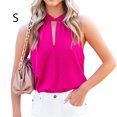 thumbnail image 2 of Blusa sin mangas Sonducket para mujer Jersey color sólido oficina moda transpirable elegante verano Rosa roja S, 2 of 5