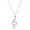 Pink, variant on Musical Note Pendant Necklace Clear Rhinestone Crystal Rhodium Plated 17 Inch Snake Chain J0253-CR