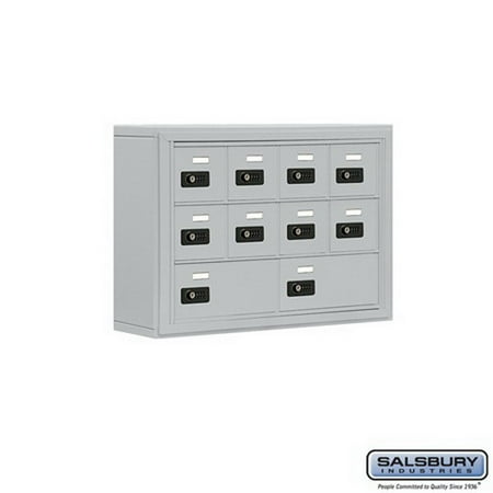 - Salsbury Industries 19035-10ASC Cell Phone Storage Locker - 3 Door High Unit (5 Inch Deep Compartments) - 8 A Doors and 2 B Doors - Aluminum - Surface Mounted - Resettable Combination Locks