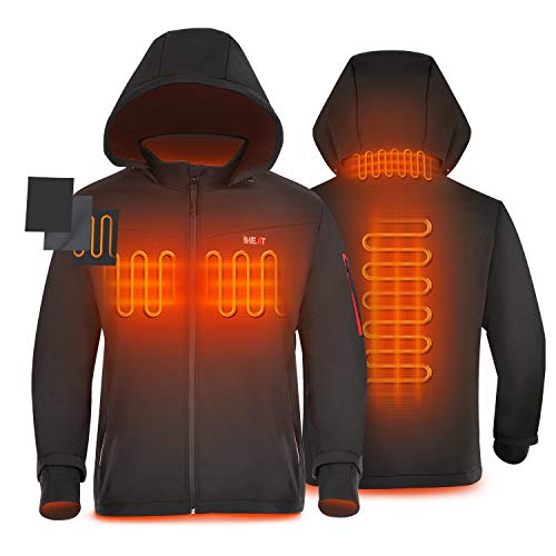 Winter Jacket Heated Hoodie Warm Coat with 14400 mAh Battery Pack IHeat Mens Heated Jacket Soft Shell