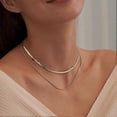 thumbnail image 3 of 14K Gold/Silver Plated Snake Chain Necklace Herringbone Necklace Gold Choker Necklaces for Women Girl Gifts Jewelry 1.5/3/5MM(W) 14"/16"(L), 3 of 4