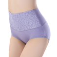 thumbnail image 4 of Gibobby Ropa interior bikini elástica para mujer Ropa interior holgada algodón cintura alta cómoda talla grande para mujer （Morado， XL), 4 of 5
