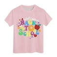 thumbnail image 4 of Povozer Toddler Baby Girl Back to School T-Shirt Outfit Kindergarten First Grade Short Sleeve T-Shirt WELCOME BACK TO SCHOOL Tops(Light Pink,6-7 Years), 4 of 4
