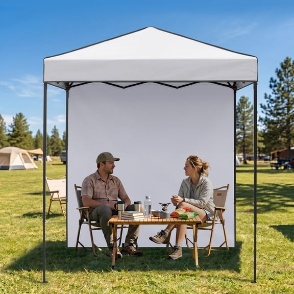 EAGLE PEAK 6 x 4 Instant Pop-up Canopy with 1 Sidewall and Carry Bag, Adjustable and Portable Canopy Tent, White
