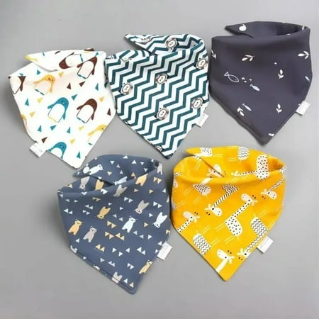 5pcs Baby Saliva Towel Triangle Scarf Pure Cotton Bandana Waterproof Bibs Newborn Boys Girls Absorbent Cloth Bib Saliva Scarf C