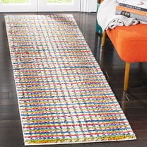 Safavieh Fiesta Shag Striped Shag Runner Rug, Cream/Multi, 2'3" x 8'