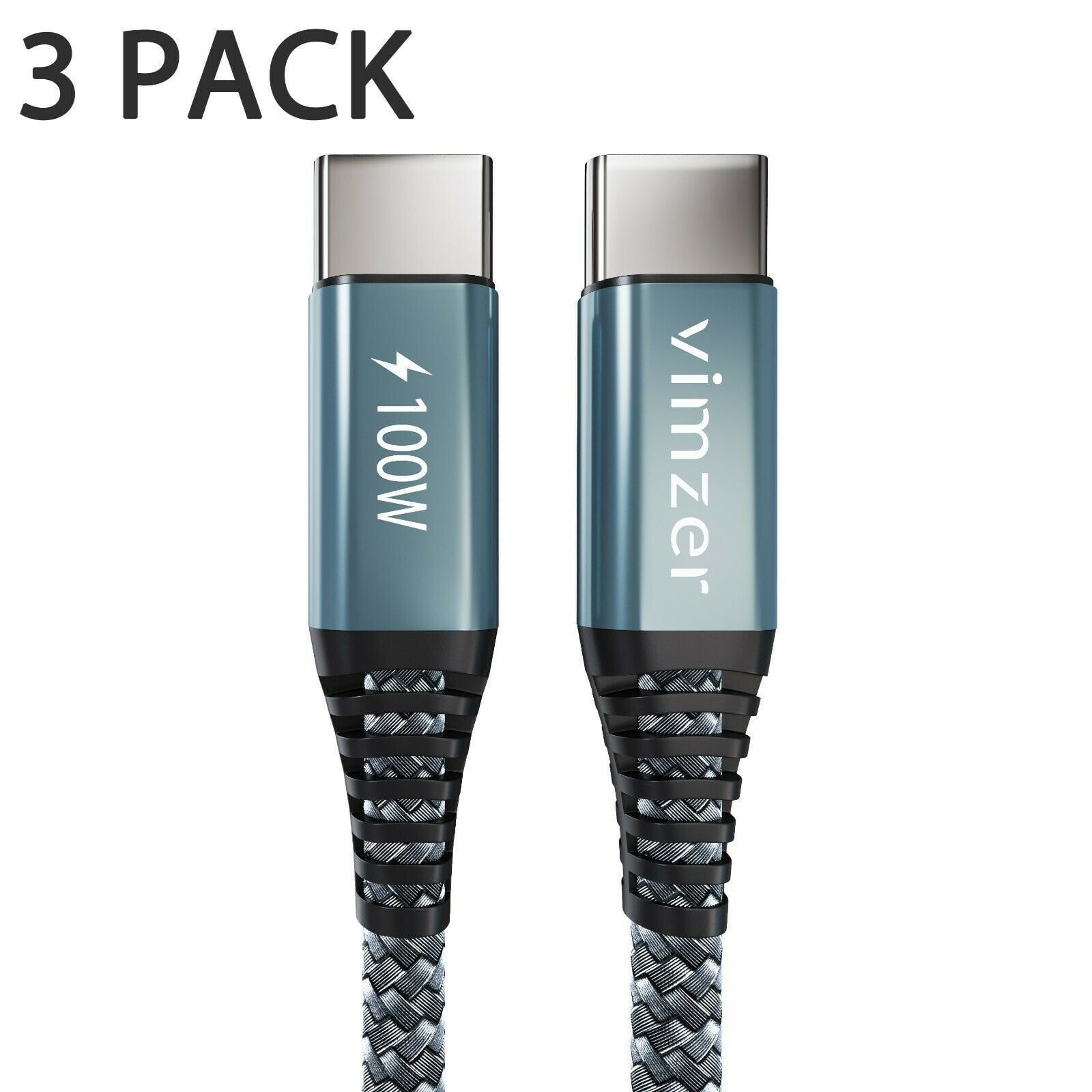 Vimzer 100W USB C to USB C Cable Fast Charger 5A Type C for iPad Pro, iPad Air 4th 5th Gen, iPad mini 6, MacBook Pro, MacBook Air [3 Pack 6ft]