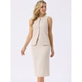 thumbnail image 3 of DARING DIVA Women's 2 Pcs Suit Skirt Set Work Set Button Down Vest Blazer S Beige, 3 of 7