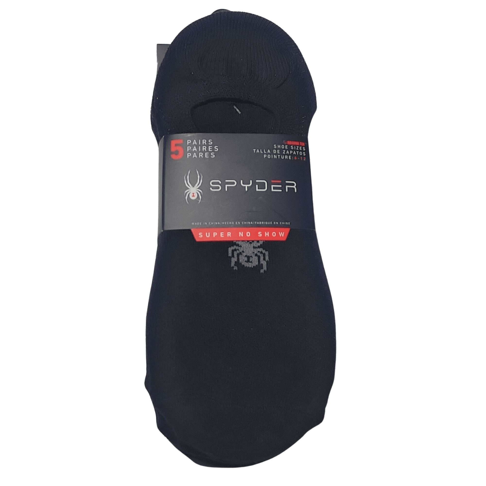 Spyder Socks Mens 612 Black Super No Show 5 Pairs Ankle Invisible