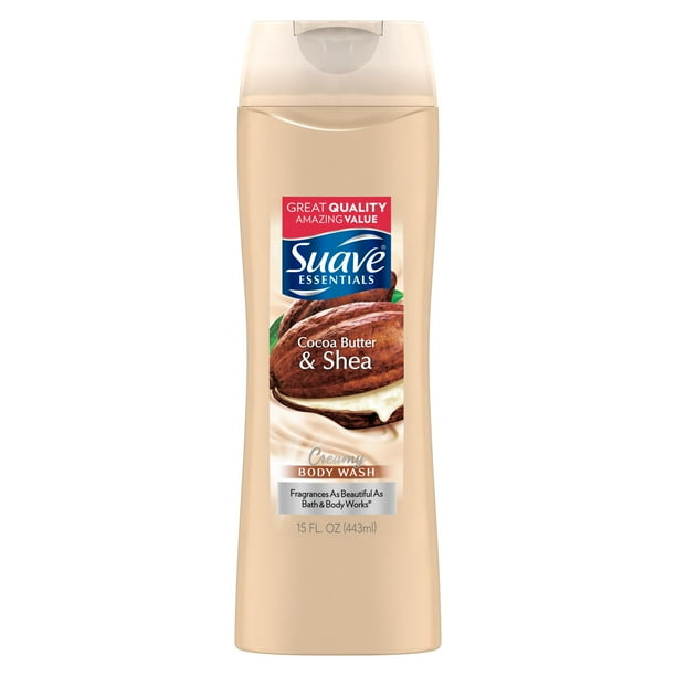 Suave Essentials Creamy Cocoa Butter and Shea Body Wash, 15 oz