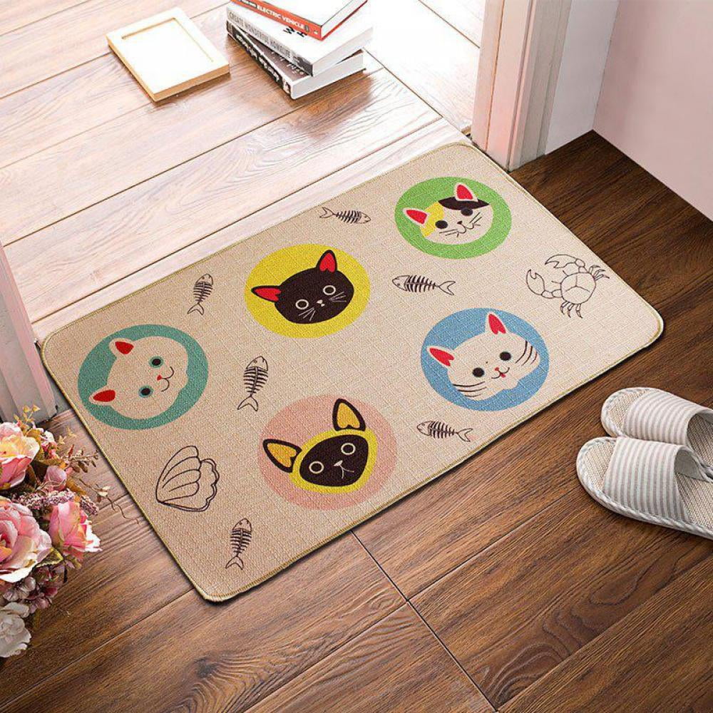 Non-slip Cartoon Cat Print Carpet Doormat Kitchen House Rug Mat Cover Pad Rug 