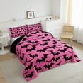 thumbnail image 3 of jejeloiu Spooky Bats Queen Comforter Set,Halloween Theme Bedding Sets,Pink Black Bedding Comforter Set For Girls,Lightweight Room Decor Reversible,3 Pieces, 3 of 8