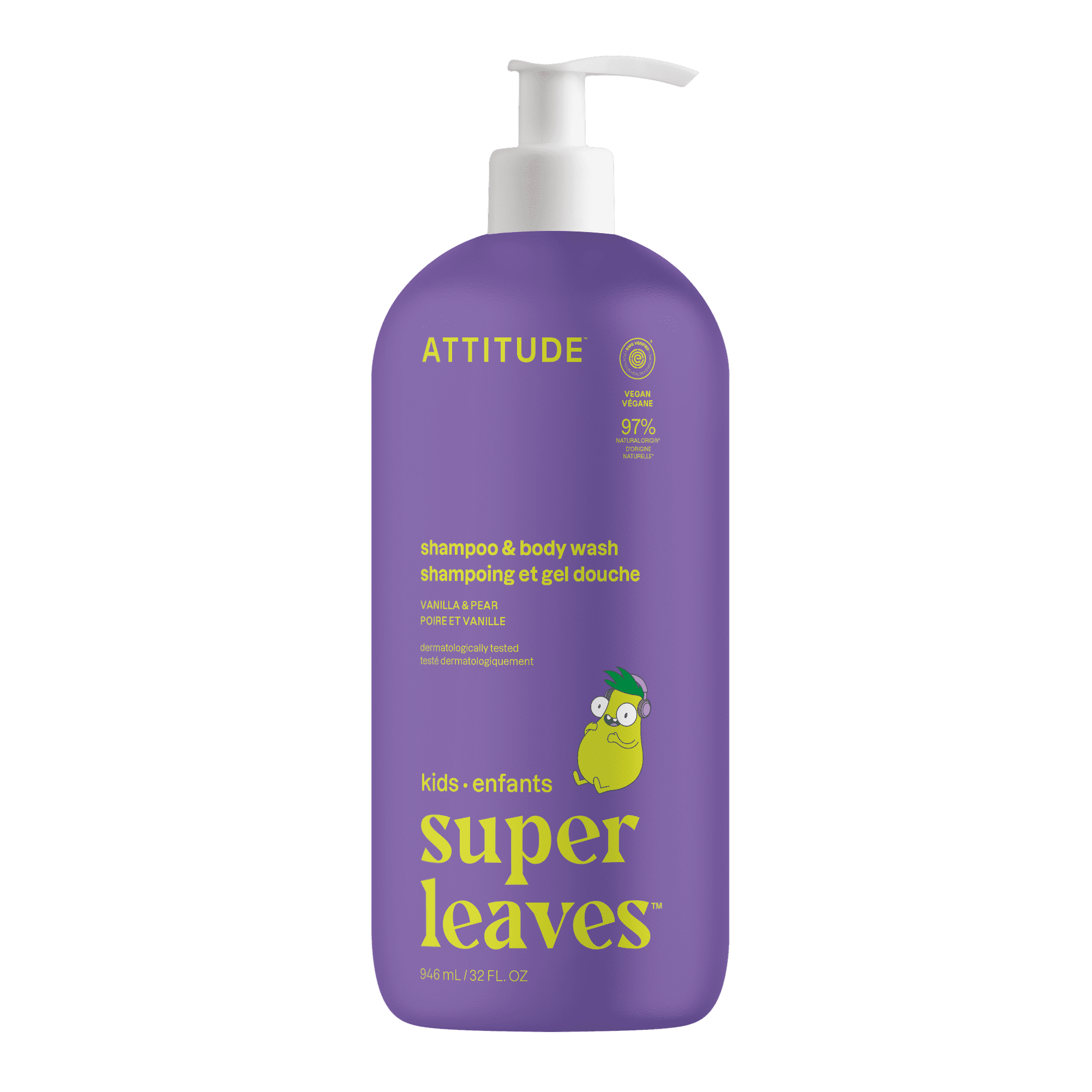 ATTITUDE super leaves - Shampoing et Savon Corps 2 en 1 pour Enfants - Poire et Vanille