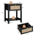thumbnail image 4 of Wirrytor Nightstand Set of 2,Boho Bedside Tables with Rattan Drawer and Open Storage Shelf, Night Stand and Dresser Set Side Table End Table for Bedroom Living Room Entryway,Black, 4 of 9