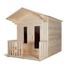 ALEKO SLEK4PINE Outdoor White Pine Steam Sauna, Fenced Front Porch, 8 kW Harvia KIP Heater, 4 Person