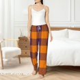thumbnail image 5 of Uemuo Fall Buffalo Plaid Pattern Women's Wide Leg Palazzo Lounge Pants with Pockets Light Weight Loose Comfy Casual Pajama Pants-Large, 5 of 9