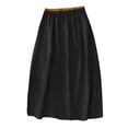 thumbnail image 4 of Womens Linen Midi Skirt Cotton Maxi Skirt Casual Flowy Swing Elastic High Waist A-Line Split Long Boho with Pockets Black 2XL, 4 of 5