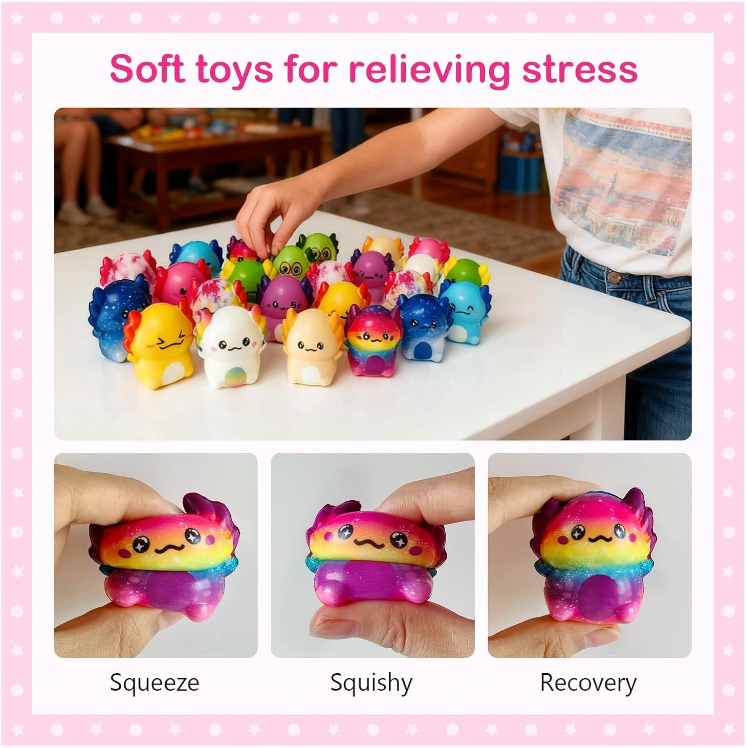Axolotl Squishy Toys – Soft Slow Rising Stress Relief Sensory Fidget Toys for Party Favors – Classroom Rewards, Birthday Party Favors, Treasure Box Prizes, Novelty Gifts (12PC)