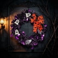 thumbnail image 5 of BUTASY Halloween Wreath for Front Door, Black Artificial Flower Wreath for Halloween Indoor Decorations Centerpiece Party Holiday Wall Home Decor, 5 of 6