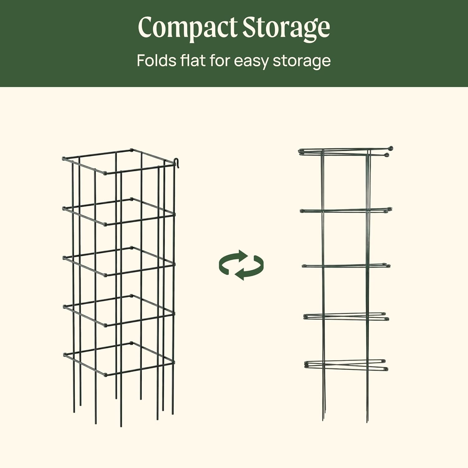 Librala Tomato Cage 16.5" Square Heavy-Duty for Garden & Pots, Rust-Resistant Tomato Stackable Heavy Gauge Plant Cage Trellis Support for Climbing Vegetables Plants