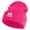 Magenta, variant on Iridescent "No.1 Mom" Heart Iron on Patched 12 Inch Long Knitted Beanie - Birch OSFM