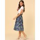 thumbnail image 4 of Allegra K Falda Midi Para Mujer Faldas Con Gradas Casuales Con Cintura Elástica Y Una Línea Azul oscuro S, 4 of 6