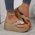 thumbnail image 4 of Samdudou Wedge Sandals Open Toe Thong Flip Flop Glitter Embellished Heel Summer Casual Beach Pool Vacation Ladies Outdoor Style Footwear Daily Wear Lightweight Modern Trendy, 4 of 7