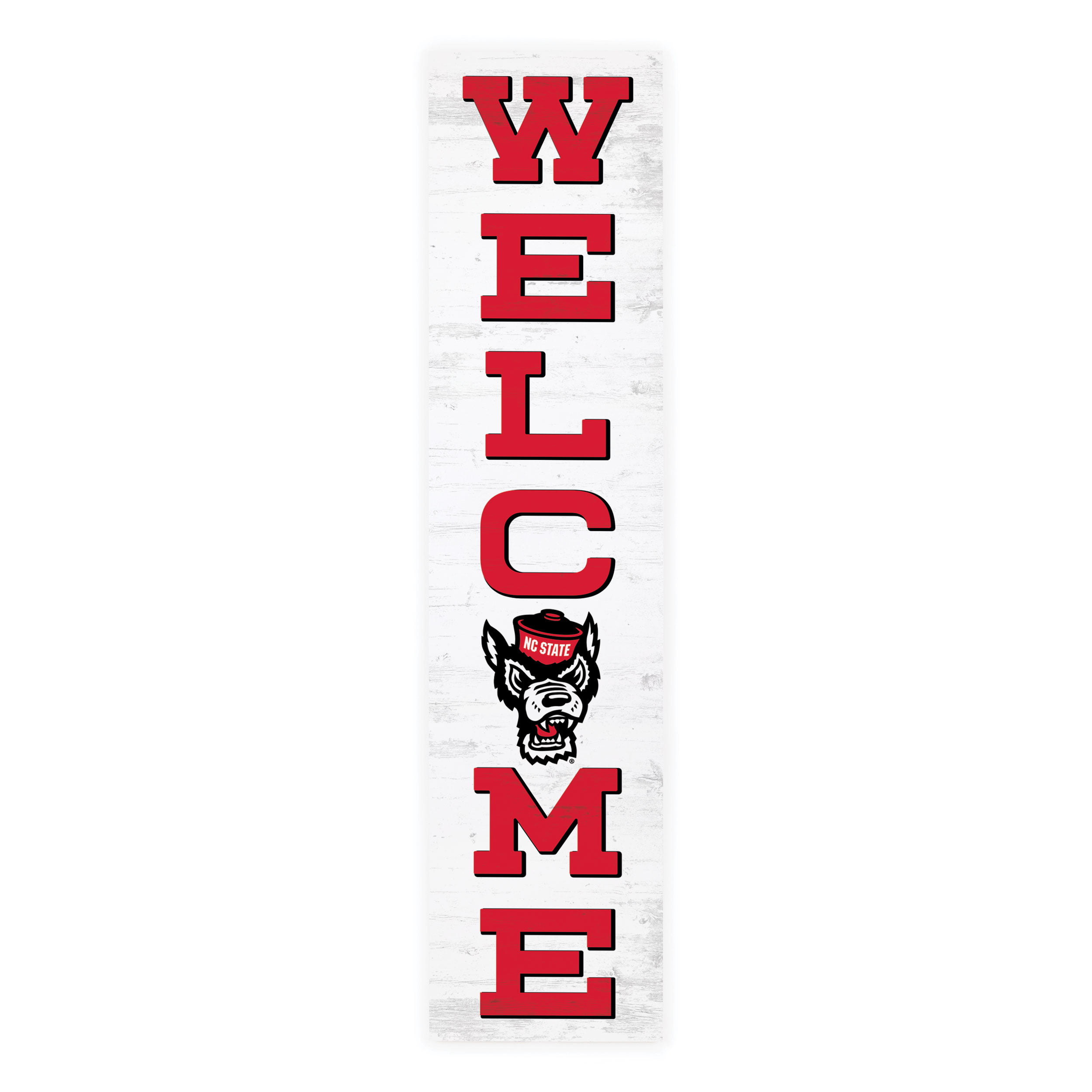 Graham Dunn Welcome North Carolina State University NCAA 47 x 10.5 Birch Wood Vertical Porch Leaner Sign P