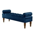 thumbnail image 6 of Dtwnek Velvet Long Bed Bench with Wood Legs, Upholstered Entryway Bench for Living Room, Bedroom, Office, Navy Blue, 6 of 6
