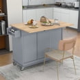 thumbnail image 6 of AENKYO 52.7'' Kitchen Island Cart with Drop Leaf, Rolling Kitchen Storage Cart with 3 Drawers, Grey Blue, 6 of 9