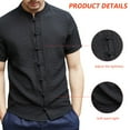 thumbnail image 4 of Camisetas Tops, Ropa De Estilo Chino Traje Tang - Camisa De Manga Corta Negra De Kung Fu para Hombres, 4 of 6
