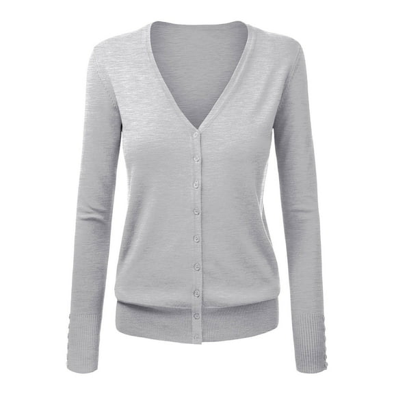 Baqcunre Sweaters for Women, Women's V Neck Cardigan Sweater Plus Jacket Solid Color Knitted Sweater Womens Tops Cardigan for Women Grey XL