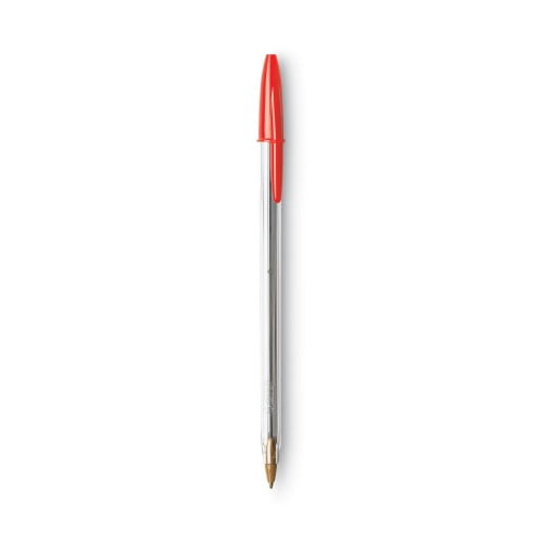 New BIC Cristal Xtra Smooth Stick Ballpoint Pen, 1mm, Red Ink, Clear Barrel, Dozen,Each