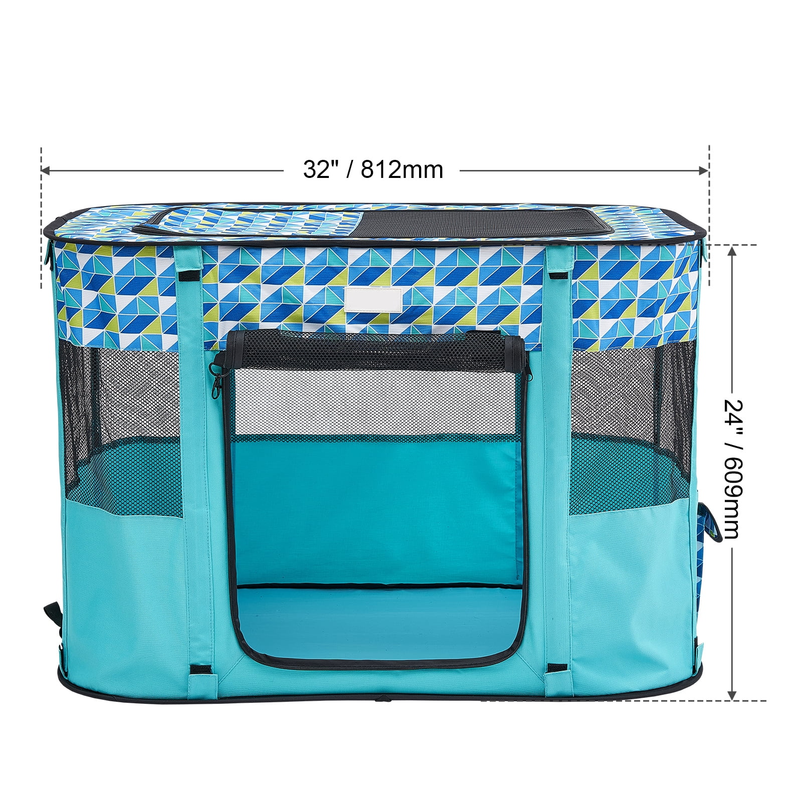 KFFKFF Collapsible Animal Enclosure 32''x24''x22'', Small Rectangle Pet Playpen, Durable 600D Oxford Fabric, Waterproof, Zip-Off Top for Puppies, Dogs, Cats, Indoor/Outdoor Use, Travel, Camping