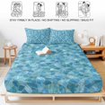 thumbnail image 5 of Queen Size Fitted Sheet Set - Blue Geometric 3 Piece Bedding Sets 16" Deep Pocket Fitted Sheet with 2 Pillowcases, Country Chic Abstract Gradient Motifs Brushed Microfiber Hotel Luxury Bed Sheets, 5 of 9