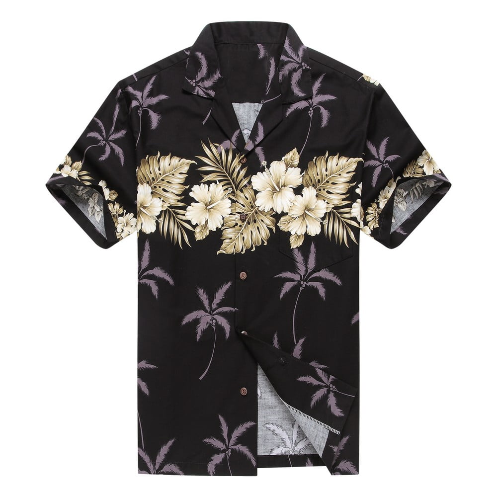 Made in Hawaii Men's Hawaiian Shirt Aloha Shirt Palm with Cross ...