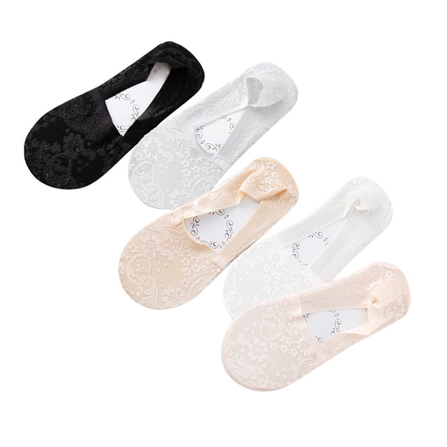 ADDHAT 5 Pares De Calcetines Nonslip De Encaje Para Mujer Con Y Material Transpirable