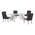 thumbnail image 1 of 79"L x 40"W Glass Dinette Set with 4 Chairs and Silver Stainless Steel Base, 1 of 3