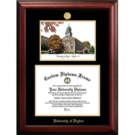 Campus Images OH994LGED-1411 11 x 14 in. University of Dayton Gold Embossed Diploma Satin Mahogany Frame with Lithograph
