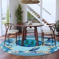 thumbnail image 3 of Coastal Turtle Round Area Rug 7Ft Washable Circle Rugs for Dorm Laundry Room, Nautical Coral Starfish Conch Seashells Non-Slip Carpet Floor Mats Indoor Outdoor Carpet Runner Aesthetic Home Decor, 3 of 8