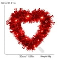 thumbnail image 3 of Valentine's Day Wreaths with Lighted- 12" Heart Wreaths for Front Door Valentines Decorations Heart Shaped Tinsel Wreath and LED Light for Wedding Proposal Engagement Party, 3 of 7