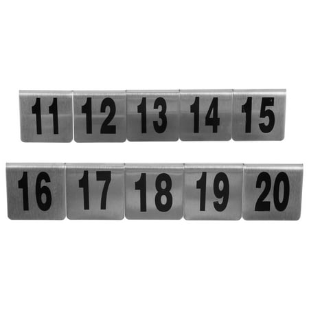 Image of NUOLUX 10pcs Practical Tabletop Number Sign Stainless Steel Number Plates (11-20)