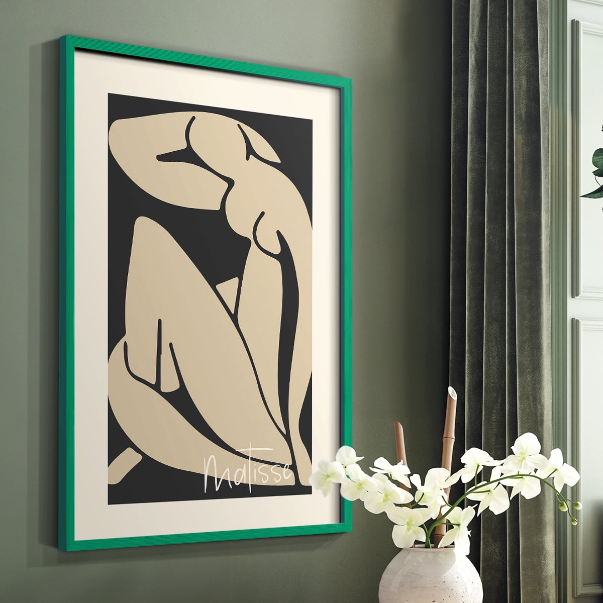 Matisse CCCVI in Green Solid Wood 22 x 28 Framed Print