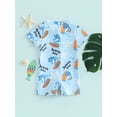 Toddler Baby Little Boys Summer Swimwear Cartoon Shark Print Rash Guard