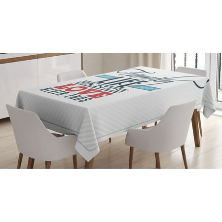 

Family Tablecloth Vintage Greeting Card Inspired Design with a Quote about Family and Love Rectangular Table Cover for Dining Room Kitchen 60 X 84 Inches Black Light Blue Red by Ambesonne