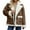 Coffee, variant on Womens Suede Jacket Warm Shearling Sherpa-Lined Lapel Jackets Pink S