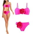 thumbnail image 3 of Elainilye Fashion Women Bathing Suits Two Piece Swimsuit Bikini Three-dimensional Flower Swimsuit Swim Trunks Two-piece Set,Pink, 3 of 9