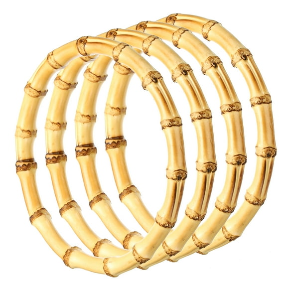 Uxcell 5.9 Inch Bamboo Purse Handles,, 4 Pcs Round Replacement Handmade Rings, Wood